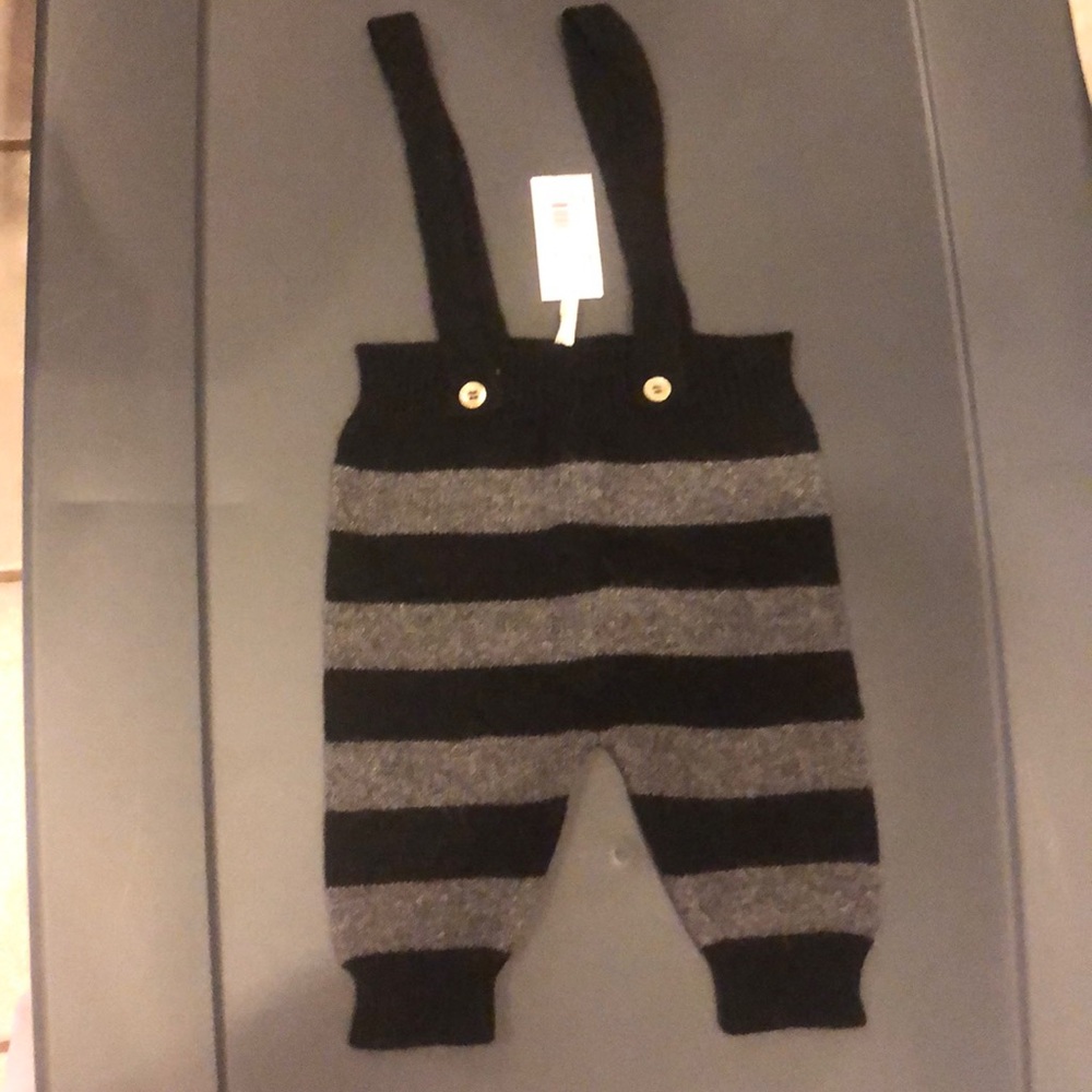 Clearance -Babe & Tess Knit Overalls Black & Grey